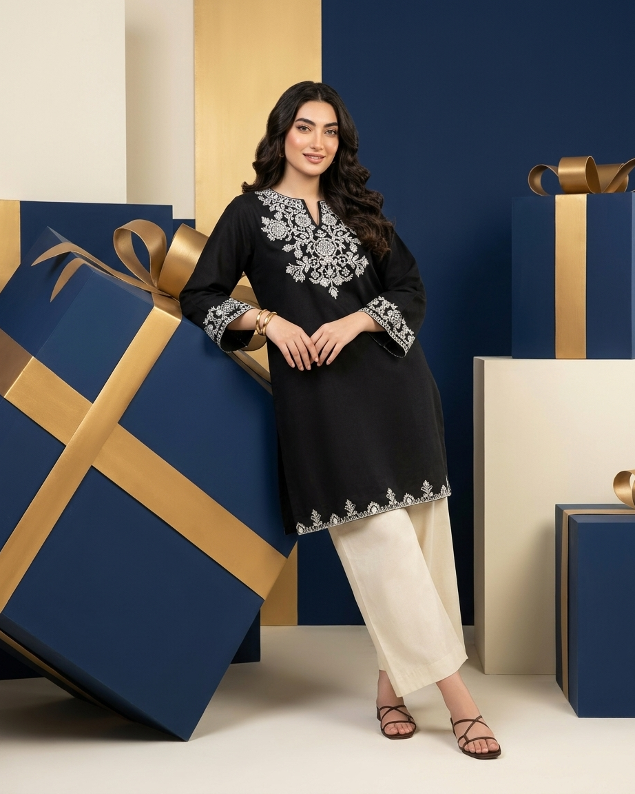 Heritage Embroidered Kurta Plazo set - Black