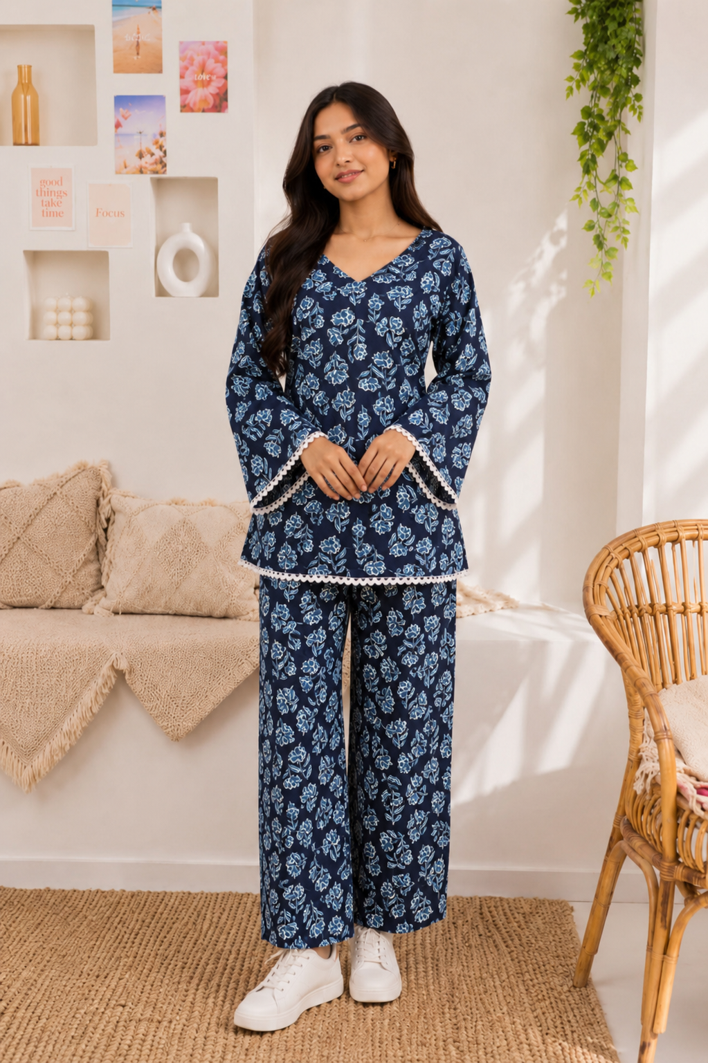 Moonlit bloom Pure Cotton Co-ord Set