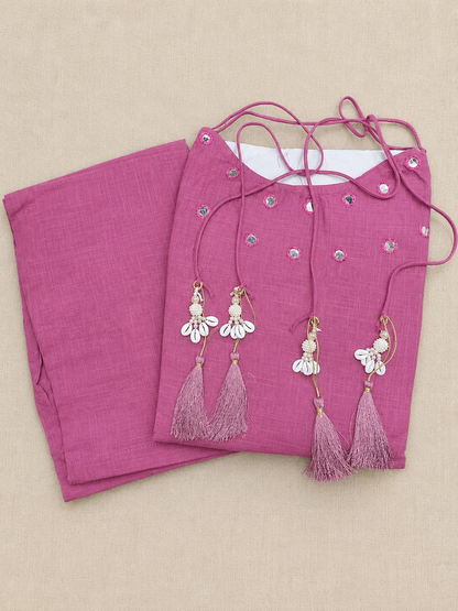 Dusty Mauve Mirror Work Cotton Slub Co-ord Set