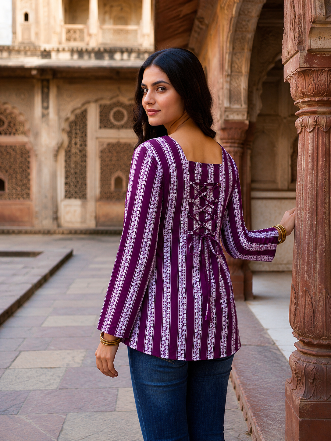 Mulberry Heritage Stripe Flared-Sleeve Tunic