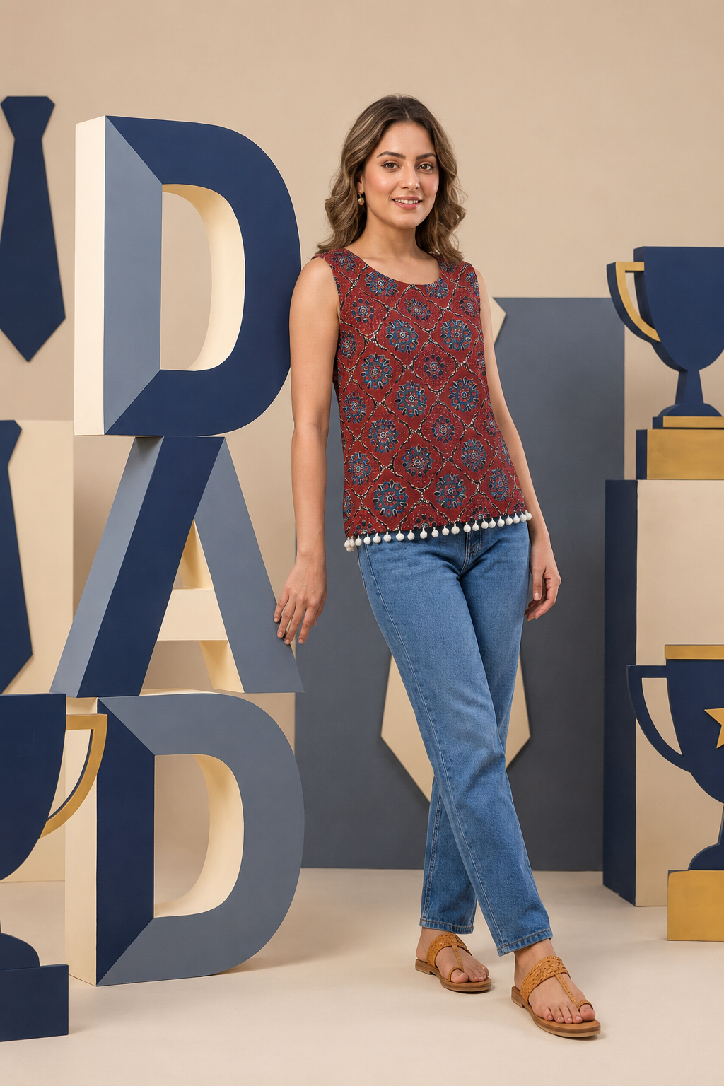 Ruby Heritage Sleeveless Top with Kodi Shell Hem
