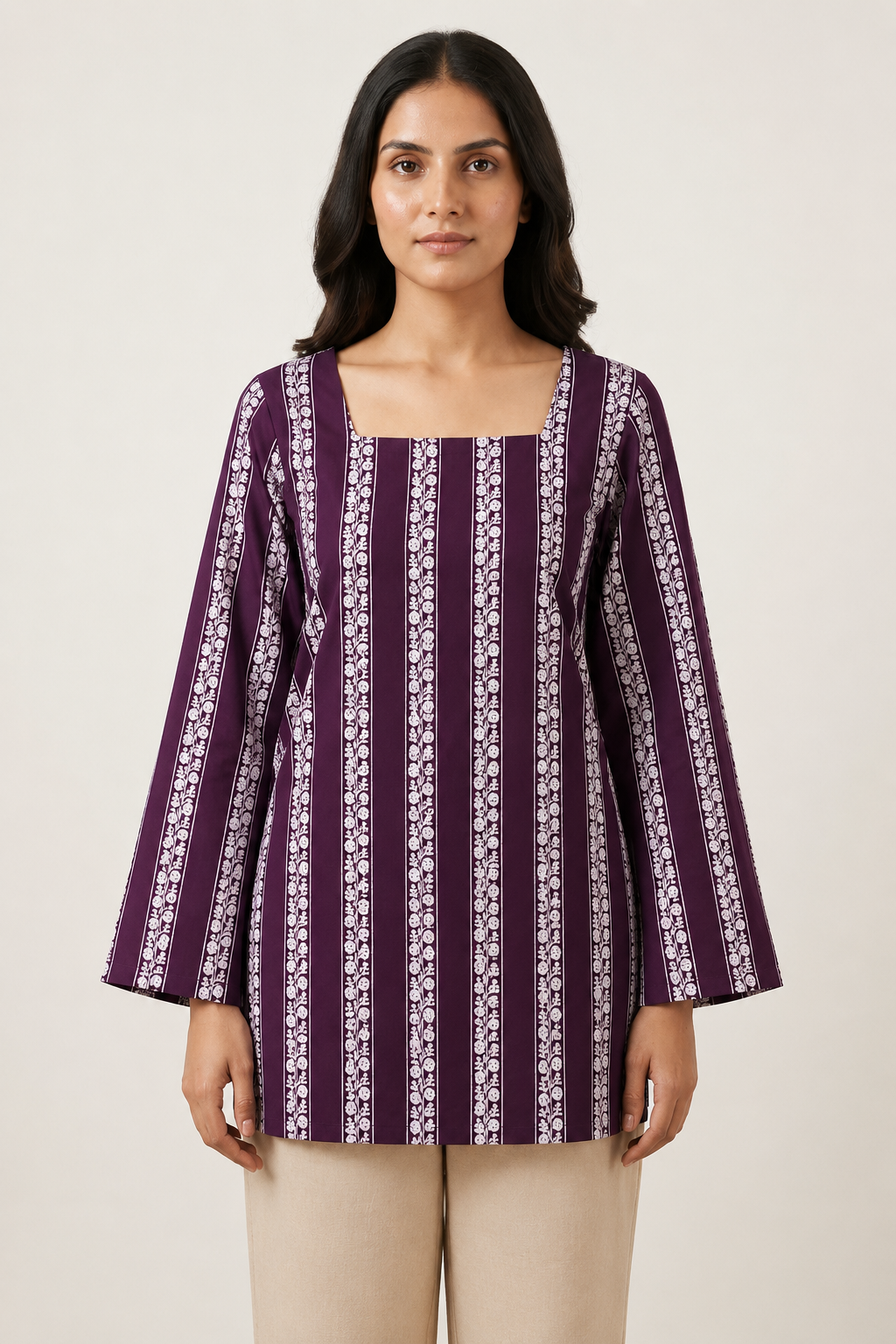 Mulberry Heritage Stripe Flared-Sleeve Tunic