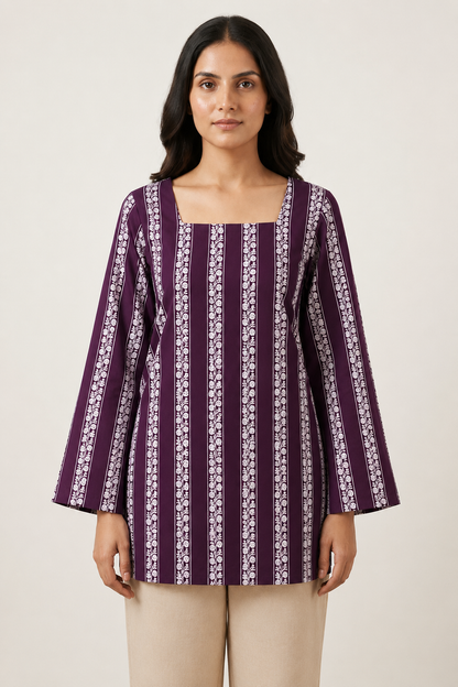 Mulberry Heritage Stripe Flared-Sleeve Tunic