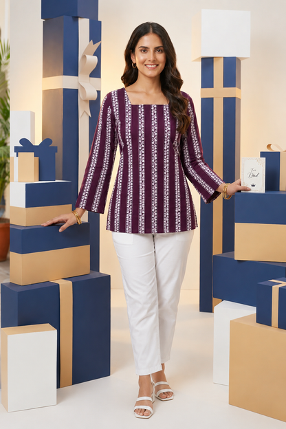 Mulberry Heritage Stripe Flared-Sleeve Tunic