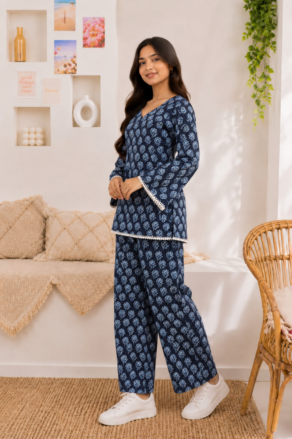 Moonlit bloom Pure Cotton Co-ord Set
