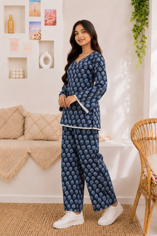 Moonlit bloom Pure Cotton Co-ord Set