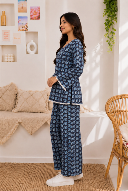 Moonlit bloom Pure Cotton Co-ord Set